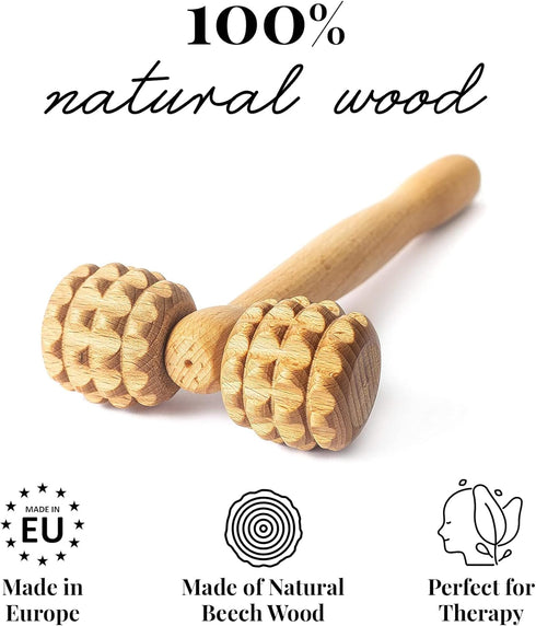 Set tuuli Wooden Massage Roller - Maderotherapy Massage Stick Relaxing Muscles, Self-Care - Wood Roller Massager