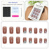 White French Tip Press on Nails, Medium Square Fake Nails with Butterfly Lines Design, 24Pcs Full Cover
