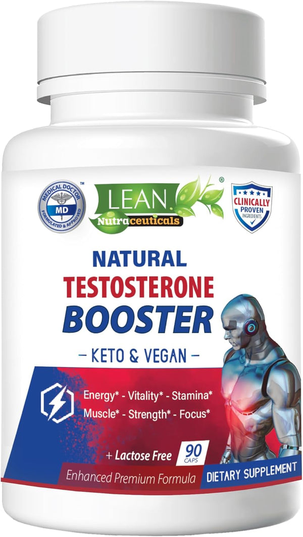 Testosterone Booster for Men, Total Male Test Supplement, Keto Vegan, 90 Caps with Tongkat Ali, Horney Goat Weed,