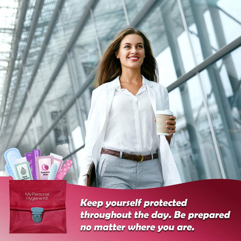 3 Menstrual All-in-One Kits - Assorted Colors, Convenience on The Go, Individually Wrapped Feminine Hygiene