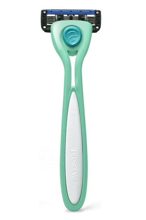 Preserve Shave 5 Blade Refillable Razor Made from Recycled Materials in Neptune Green