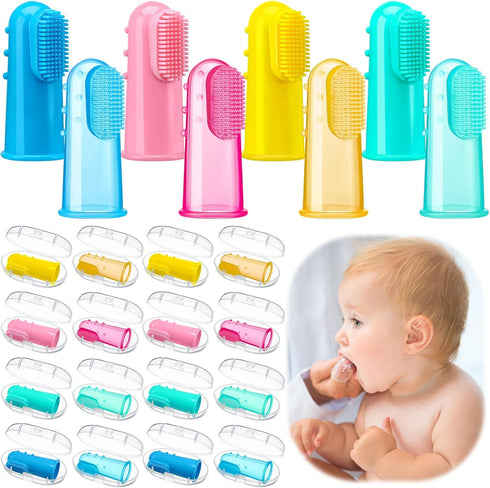 Zopeal 16 Sets Baby Finger Toothbrush, Soft Silicone Toothbrush for Toddler Oral Cleaning and Massaging