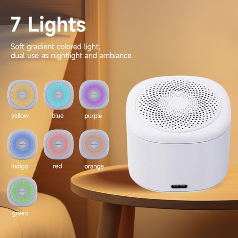 Sleep,10 7 3 Settings, 15-18 White Noise Machine for Soothing Sounds, Night Light Colors, Timer Portable Sound Machine