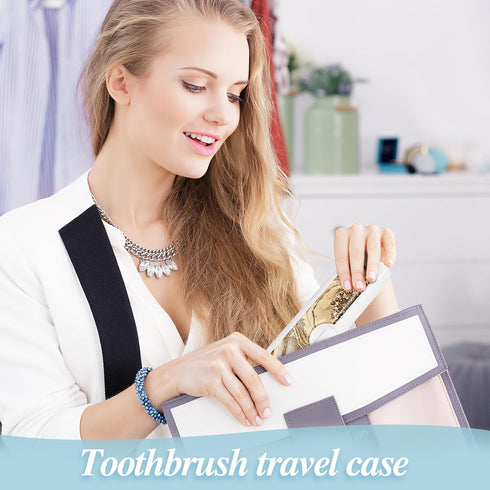 2 Pcs Toothbrush Travel Case, Colorful Pattern Holder and Covers, Travel Tongue Scraper Case