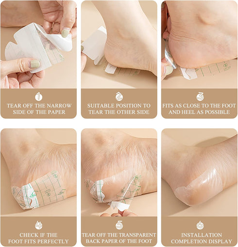 SooGree (50) Heel Protectors Sticker PU Waterproof Anti-wear Foot Care Protection Sticke Pad Ultra-Thin Transparent