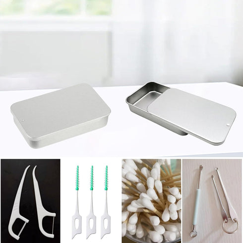 2 Pack Dental Floss Portable Case - Refillable Glide Floss, Storage for 24 Picks, Travel Floss Box (Silver)