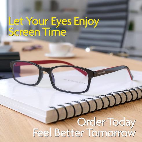 Prospek Blue Light Reading Glasses, Anti-Glare for Computer Use, Clear Lens 3.0 Diopters