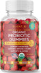 Plant.O Organic Probiotic Gummies - 30 Chewable Probiotics, 5 Billion CFUs, Strawberry Flavor for Digestion & Immune
