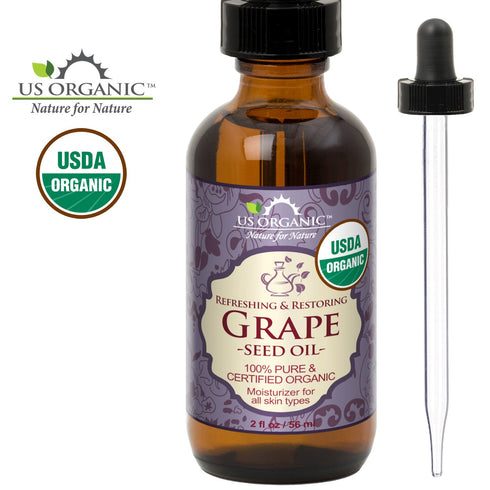 US Organic Grape Seed Oil – USDA Certified Organic, 100% Pure & Natural, Cold Pressed Virgin, 2 oz