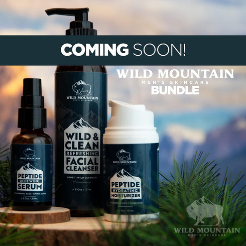 Wild Mountain Peptide Face Serum for Men, Hydrating Hyaluronic Acid & Collagen Boosting Amino Acids, 1 oz