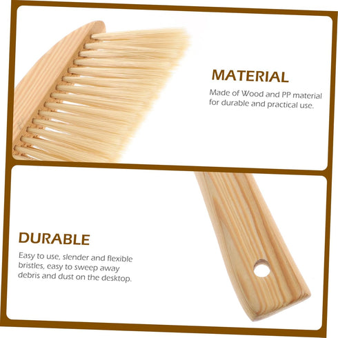Practical Wooden Handle Bristle Bed Brush - Khaki, Multi-Functional Plastic Cleaning Brush for Delicate Fabrics