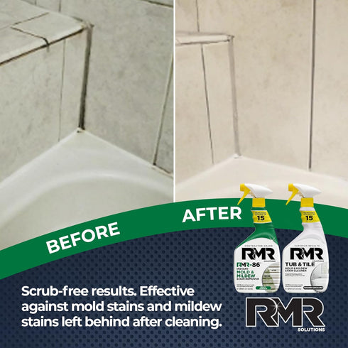Pack 232 Oz RMR Mold Stain Eraser Max No-Scrub Tub & Tile Cleaner + Instant Mold & Mildew Stain Remover Spray