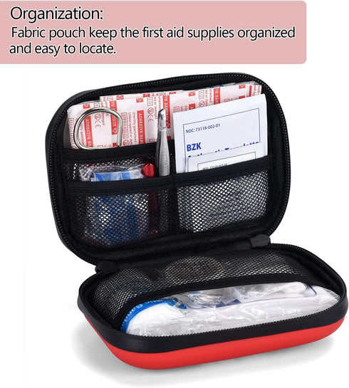 Mini Durable First Aid Kit - Hard Shell Small Emergency Kit for Home, Travel, Car