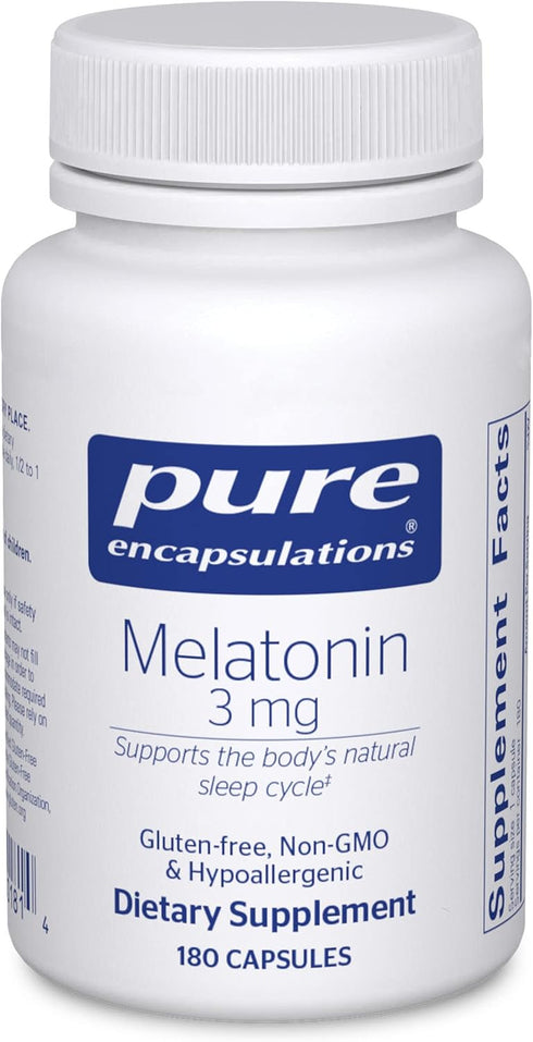 Pure Encapsulations Melatonin 3 mg - Antioxidant Supplement for Natural Sleep Support, 180 Capsules