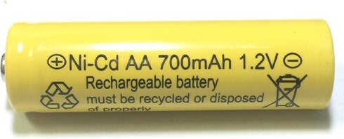 700mah AA NiCd 1.2v Rechargeable Batteries, Garden Solar Ni-Cd Light LED, Pack of 12
