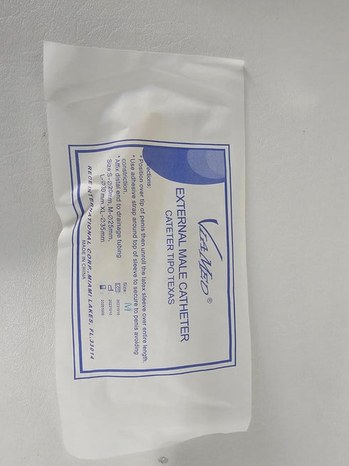 Viamed 25 mm One External Male Latex Catheter Condom Style Selfadhering Coated Strip, Size M