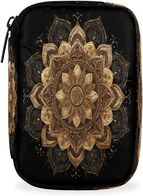 Skerhhux Golden Art Mandala Pill Case Travel Pill Organizer Weekly 7 Day Portable