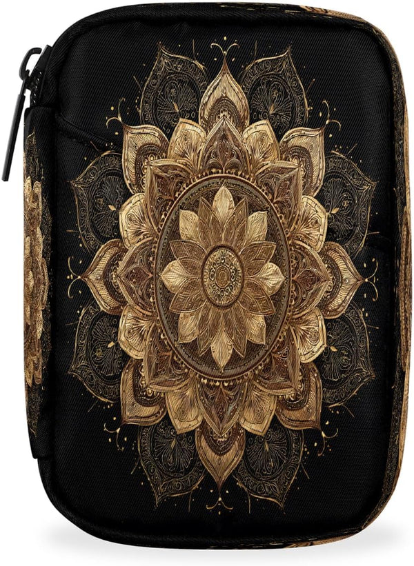 Skerhhux Golden Art Mandala Pill Case Travel Pill Organizer Weekly 7 Day Portable