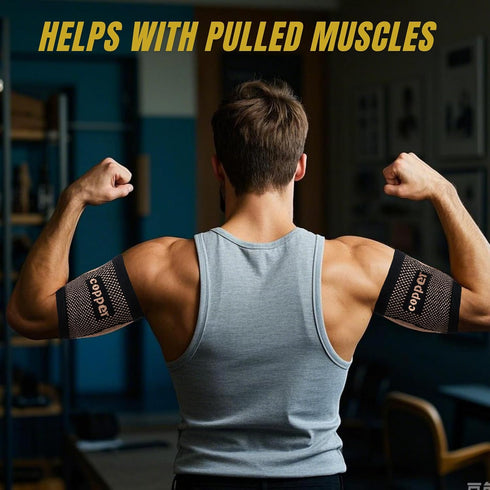 kyopyno Bicep Compression Sleeve,Bicep Brace,Copper Arm Support for Weightlifting, Pain Relief,Upper Arm Brace for Men