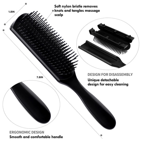 4pcs Curly Hair Brush Set - Detangling Brush for Adult & Kids Wet or Dry Hair with Hair Detangler Brush Spray Bottle