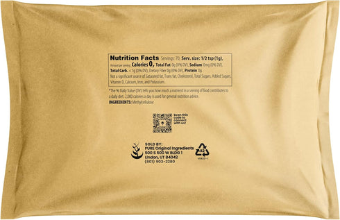 Pure Original Ingredients Methylcellulose (2.5 oz) Always Pure, Thickener & Emulsifier, Food Grade