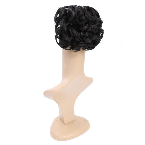 SWACC Short Messy Curly Dish Hair Bun Extension, Easy Stretch Hair Combs Clip in Ponytail Extension (Natural Color