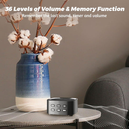 Sleepbox Sleep White Noise Sound Machine with 25 Soothing Sounds, 36 Volume Levels, Portable Size for Home Office and