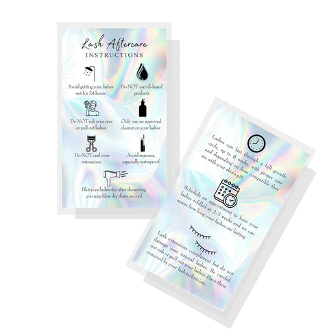 Lash Extension Aftercare Cards, 50 Pack, Business Card Size 3.5 x 2" inches After Care (2-3 Week Fillers),