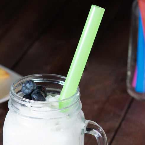 100 Extra Large Plastic Bubble Tea Smoothie Straws, 1/2" Wide x 8 1/2" Long Boba Straws