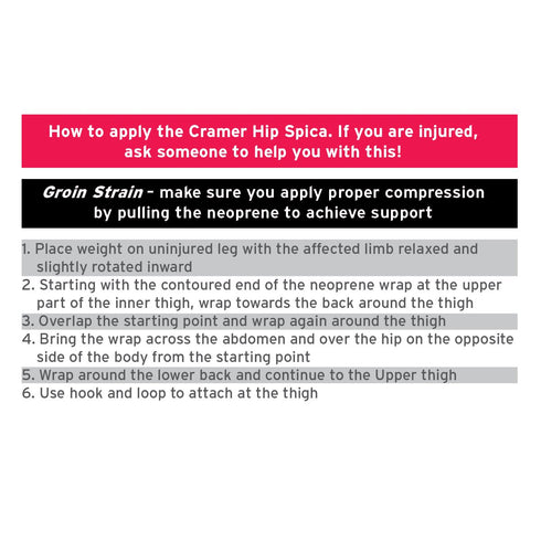 Cramer Groin Hip Spica Support for Groin Strain, Adjustable Neoprene Compression Wrap, Black