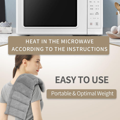 UNCN 7x17 Inches Microwave Heating Pad, Reusable Bean Bag for Pain Relief, Weighted Hot Pack