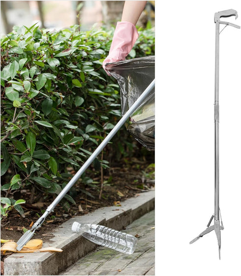 HAMPPLIES 118cm Foldable Stainless Steel Grabber Tool with Clamp Long Reacher Aid for Elderly and Disabled Patients