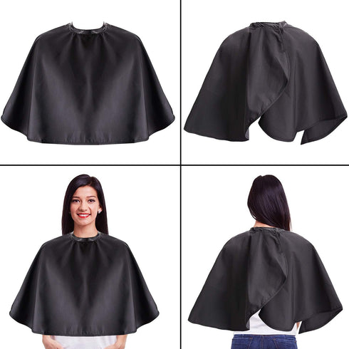Noverlife Black Makeup Cape, Chemical & Water Proof Beauty Salon Shorty Smock for Clients, Lightweight