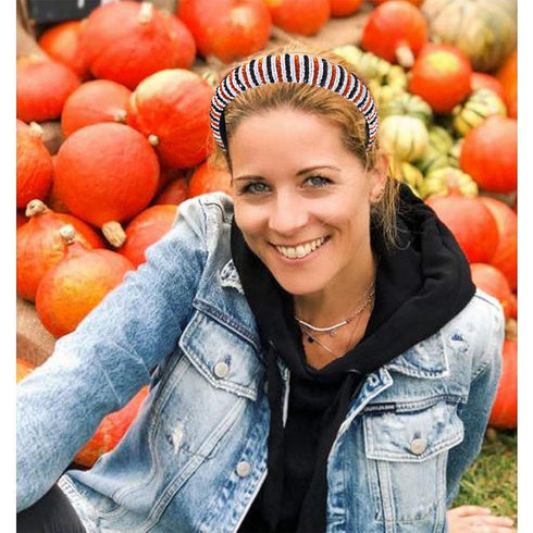 NVENF Halloween Headband for Women, Crystal Rhinestone Bejewelled Hairband with Orange Black Beads
