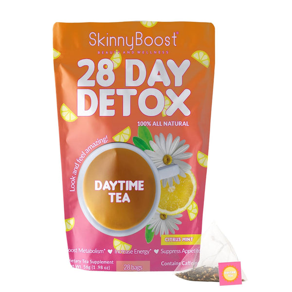 SkinnyBoost 28 Day Detox Daytime Tea - CITRUS MINT (28 Tea Bags), Supports Metabolism Boost
