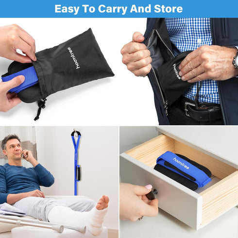 HOOMTREE 39 Inch Long Leg Lifter Strap with Padded Handgrips and Foot Loop,Rigid Leg Lifter Hip&Knee Replacement