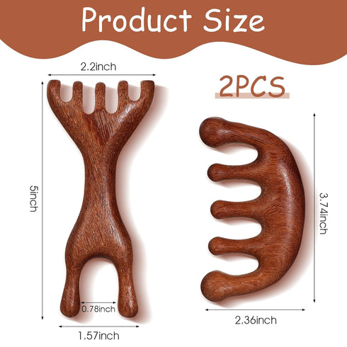 WJIAAA 2 Set 5-Claw Wooden Scalp Massager Comb, Shapes Natural Wooden Hair Growth Scalps Massager Comb Head Wood Scalp