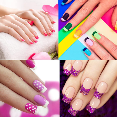 TailaiMei 36 Sheets French Manicure Nail Art Stickers - 1368 Pieces, Self-Adhesive Tips Guides for DIY Decoration