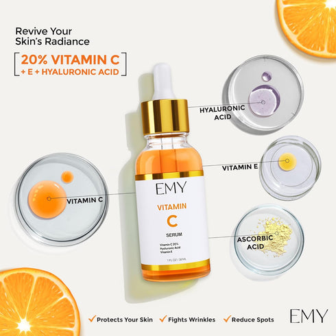 Vitamin C Serum with Hyaluronic Acid - Anti-aging Face Moisturizer, Nourishing Anti-wrinkle Care with Collagen,