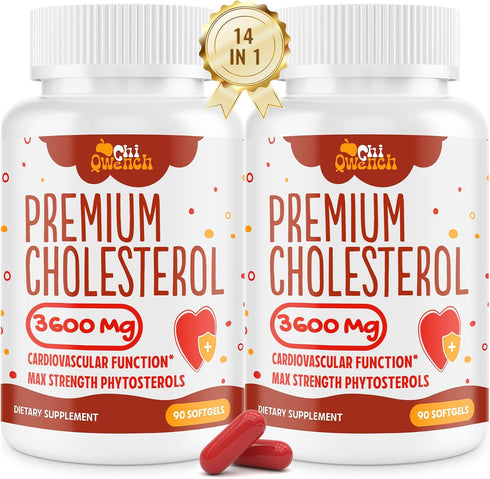 3600 MG Cholesterol Supplements - Plant Sterols, Niacin, Red Yeast Rice, 180 Softgels for Normal Cholesterol