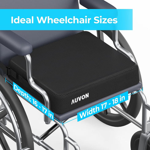 AUVON Cooling Gel Wheelchair Seat Cushion for Sciatica, Back Pain Relief, Breathable Memory Foam with Anti-Slip Cover