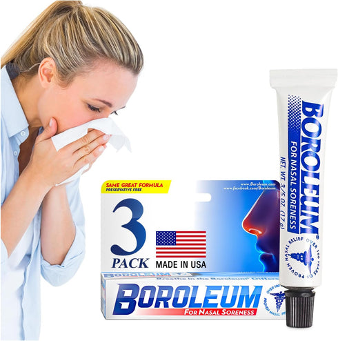 Boroleum Dry Relief Nasal Soreness & Stuffy Nose Relief - Medicated Nasal Gel and Nose Moisturizer