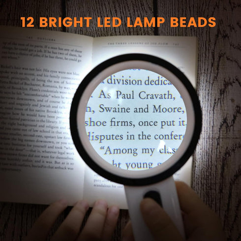 AIXPI Magnifying Glass with Light, 30X Handheld Magnifier with 12 LED for Reading Inspection