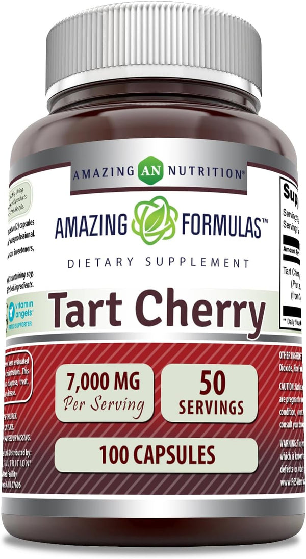 Amazing Formulas Tart Cherry Extract 7000mg Capsules Supplement - Non-GMO, Gluten Free, 100 Count