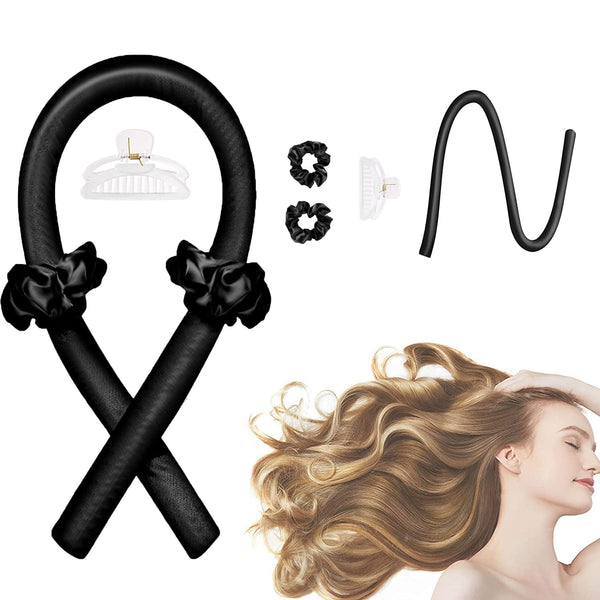 No Heat Curlers CORATED, Heatless Curls for Long Hair, Silk DIY Hair Styling Tools Kit, Sleep-In Headband