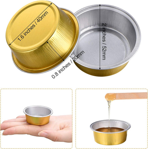 Maitys 50 Pieces Wax Melting Bowl, Mini Aluminum Foil Hair Removal Tool Container for Wax Melting