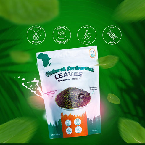 Natural Ambunnu Leaves by Excluniq World, 50g Pack, Herbal Hair Detangler, Shampoo & Conditioner for Dry and Damaged
