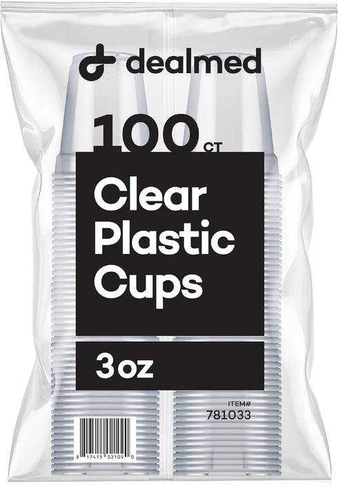 Dealmed 3 oz. Disposable Plastic Cups – 100% Recyclable for Doctor's Offices, Schools, and Hospitals (Pack of 100)