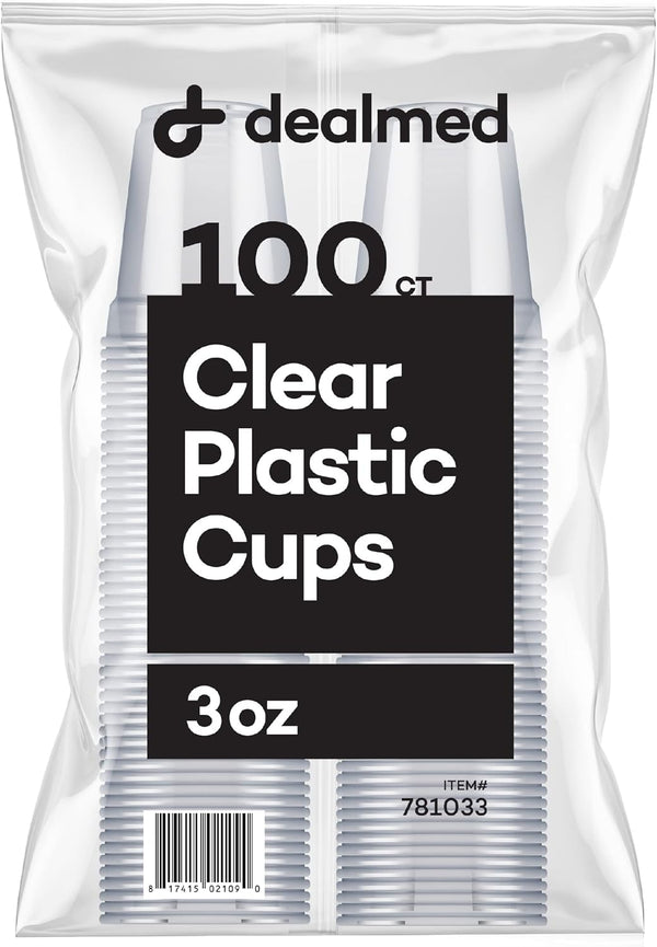 Dealmed 3 oz. Disposable Plastic Cups – 100% Recyclable for Doctor's Offices, Schools, and Hospitals (Pack of 100)