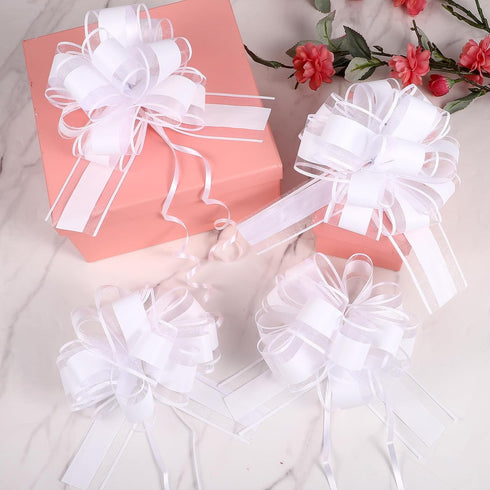 InnoHHustle 6 6 Inches PCS Large Pull Bows, White Gift Bow Large Ribbon Bows for Gift Wrapping Wedding Christmas